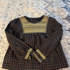J. Crew Women’s Plaid Shirt with Gold Accents - size small